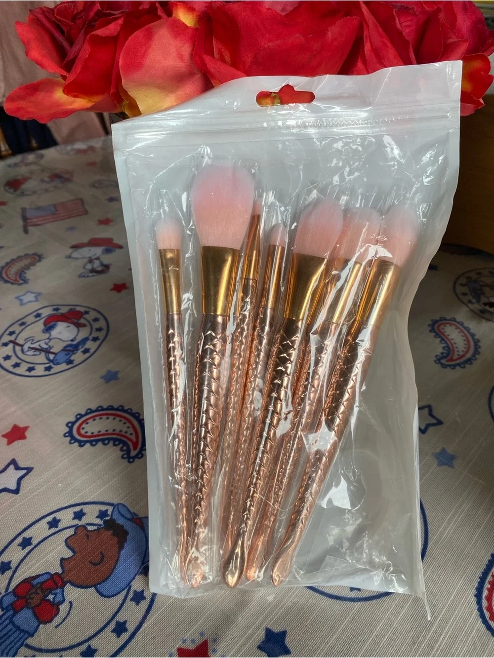 Rose Gold Makeup Brush Set with Pink Bristles - Unbranded